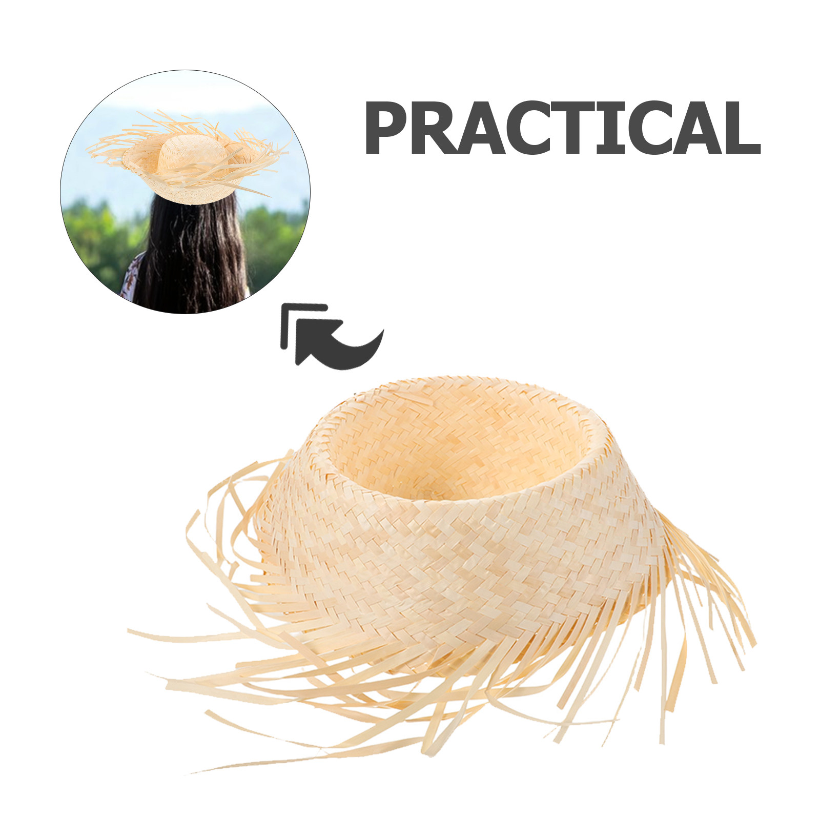 2Pcs Hawaiian Straw Hat Chicke - Hat Floppy Wide ulasan dan harga