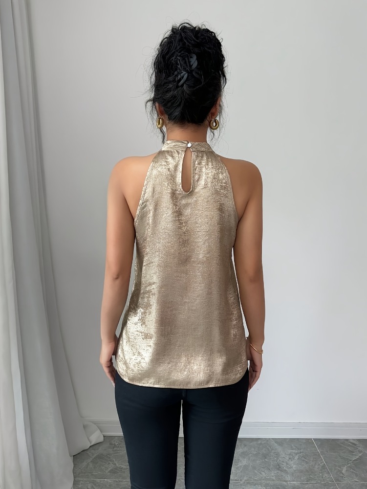 Champagne Golden Shiny Glossy  - Blouse Off Shoulder ulasan dan harga