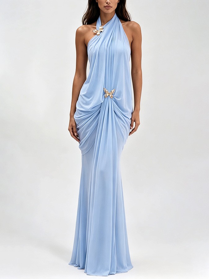 Women's Elegant Off Shoulder H - Maxi Dress Halter ulasan dan harga