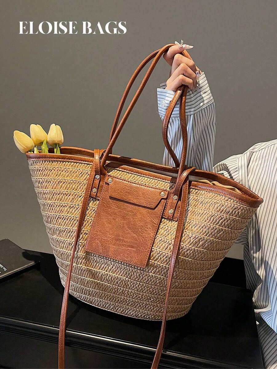 Fashion Large Capacity Woven T - Tote Bag Beach ulasan dan harga